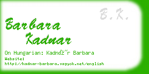 barbara kadnar business card